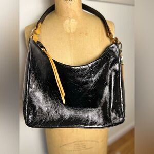 HOBO black shiny leather shoulder bag never used